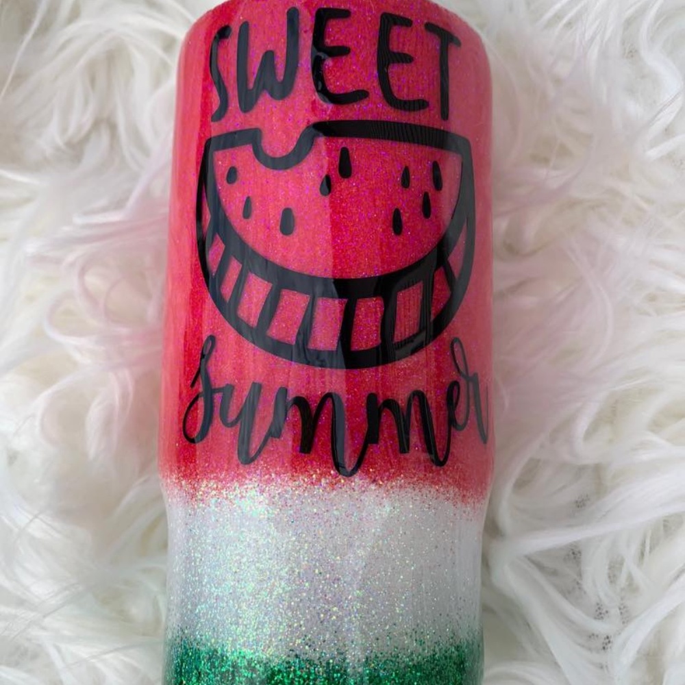 Sweet summer watermelon glitter tumbler